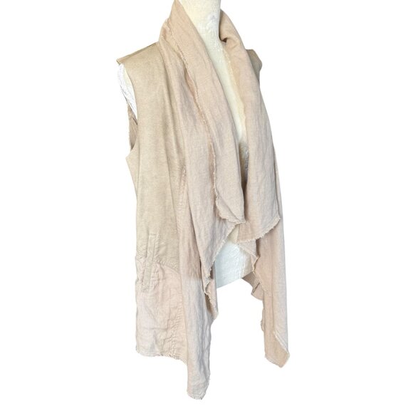 Jakett...etc. XS open sleeveless linen cardigan with pockets women's - Picture 3 of 9
